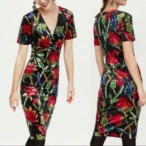 NWOT ❤️ Zara Womens Floral Print Velvet Midi Dress